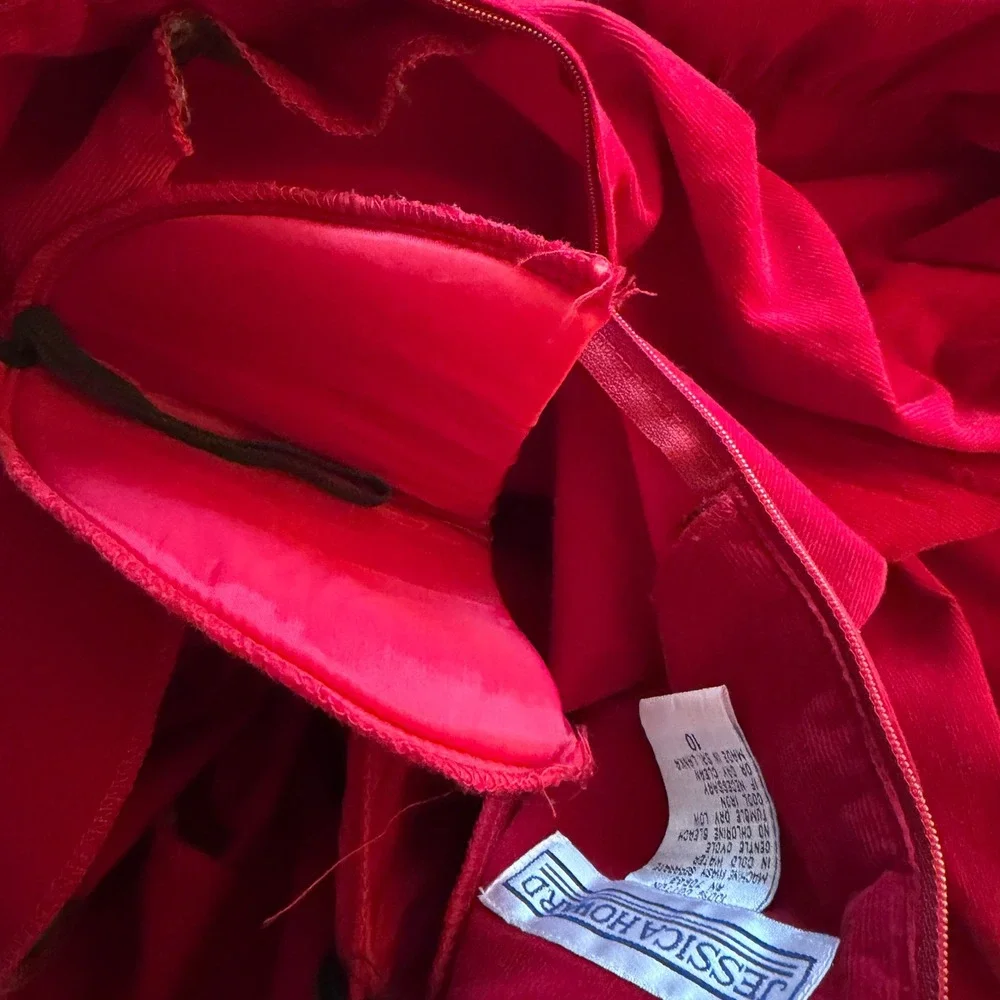 Jessica Howard Dress Womens 10 Red Excellent Corduroy Velvet Bows Holiday Midi